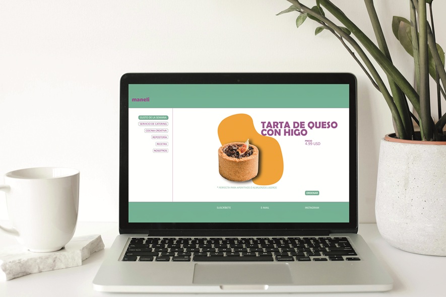 Una laptop que muestra el sitio web de Maneli