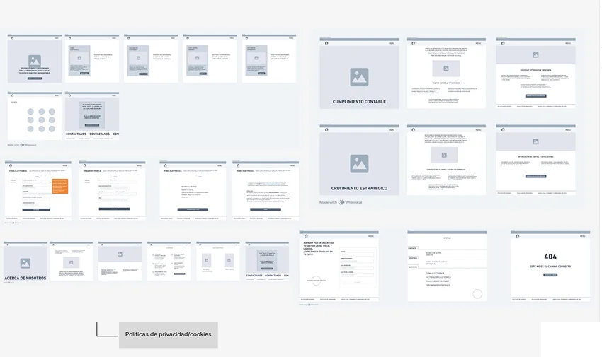 Se muestra los wireframes para JRCONTABLES