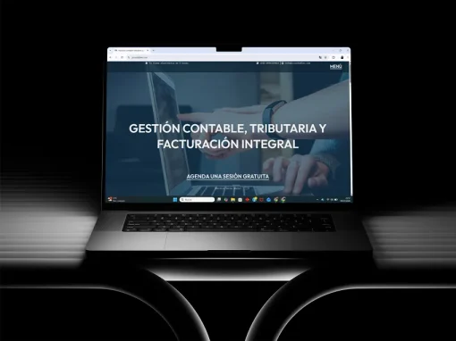 Mockup en laptop de la portada web para la firma JR Contables